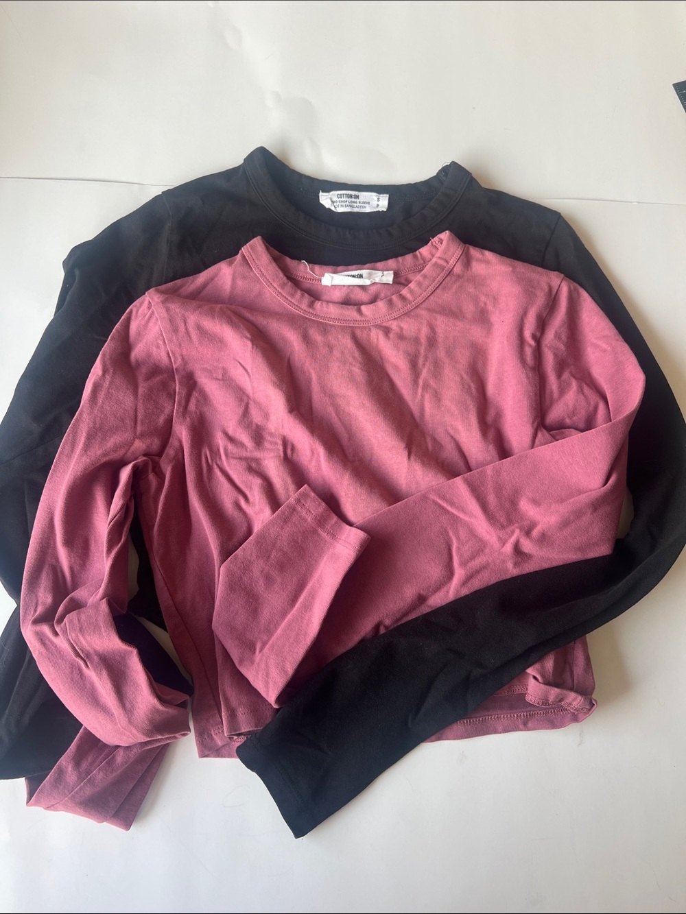 Cotton On Black Micro Crop Long Sleeve Tee